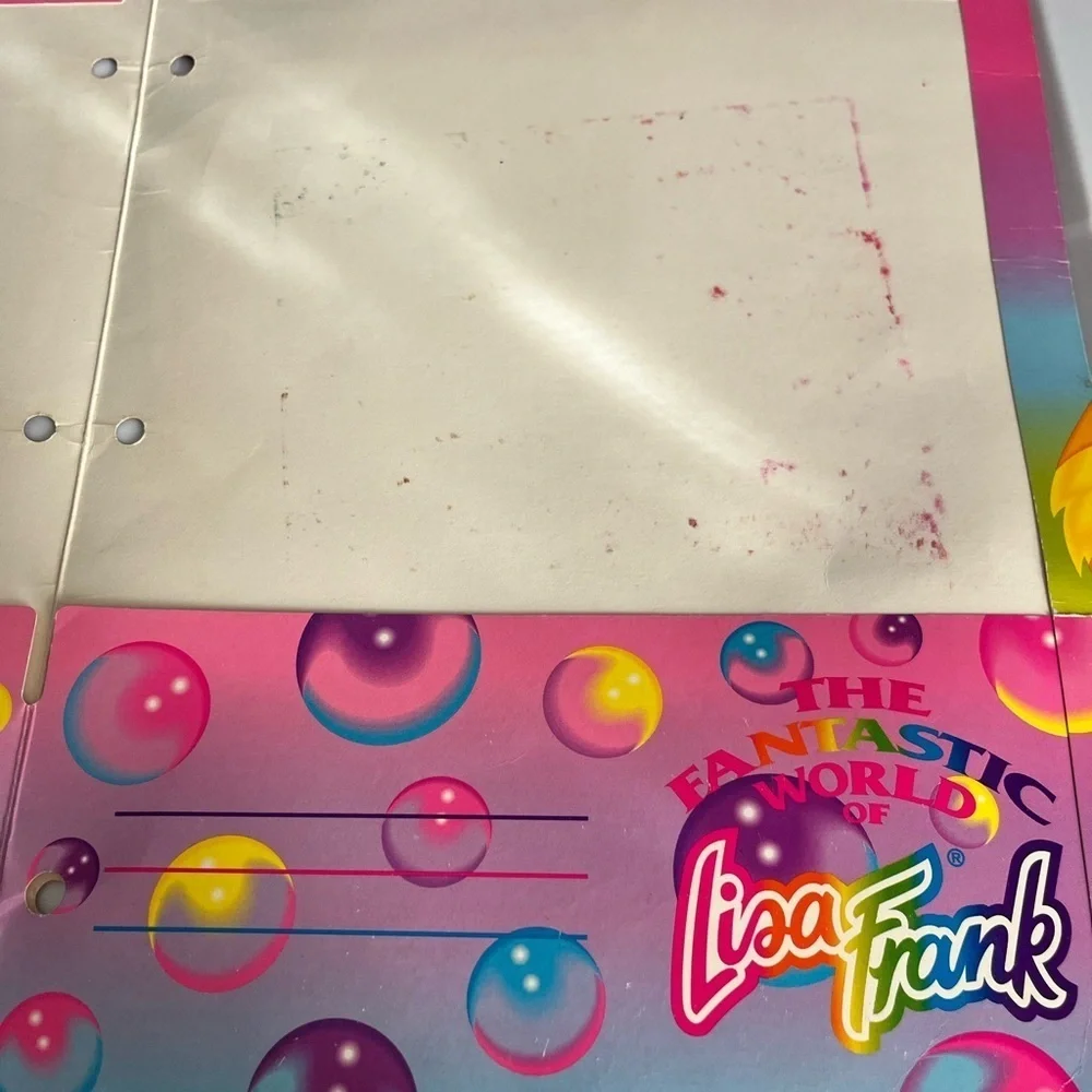 Fantastic World Lisa Frank RARE Bubble Kittens Cats Vintage Folder Portfolio